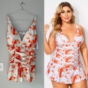 Meet.Curve Tie Dye Printed One Piece Swimdress Size 2XL